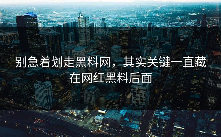 别急着划走黑料网，其实关键一直藏在网红黑料后面