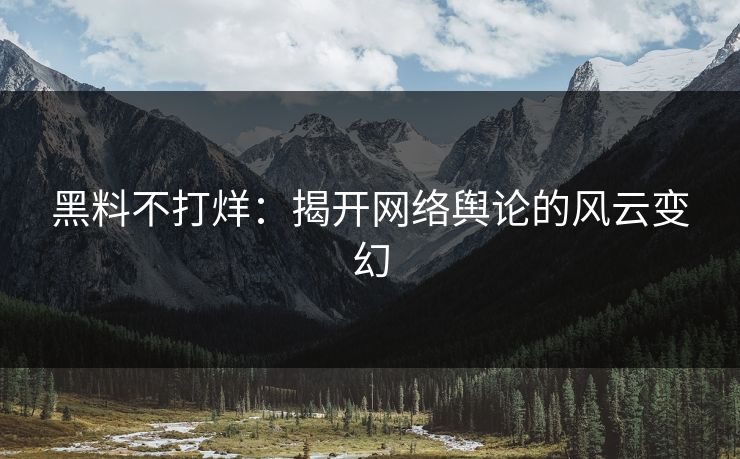 黑料不打烊：揭开网络舆论的风云变幻