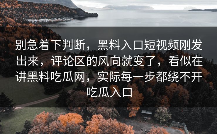 别急着下判断，黑料入口短视频刚发出来，评论区的风向就变了，看似在讲黑料吃瓜网，实际每一步都绕不开吃瓜入口