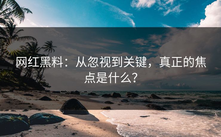 网红黑料：从忽视到关键，真正的焦点是什么？