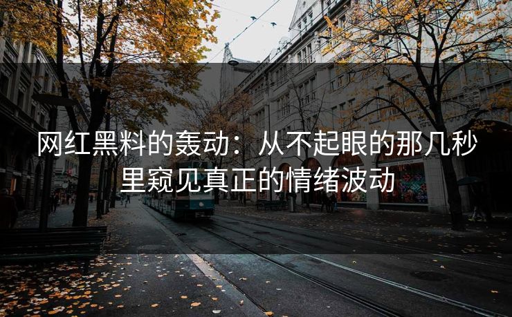 网红黑料的轰动：从不起眼的那几秒里窥见真正的情绪波动