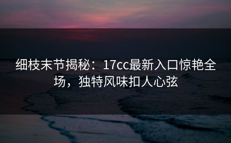 细枝末节揭秘：17cc最新入口惊艳全场，独特风味扣人心弦