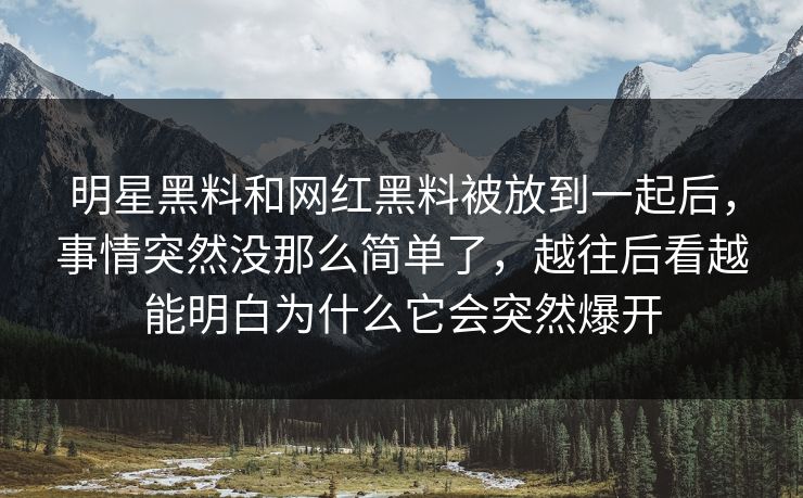 明星黑料和网红黑料被放到一起后，事情突然没那么简单了，越往后看越能明白为什么它会突然爆开