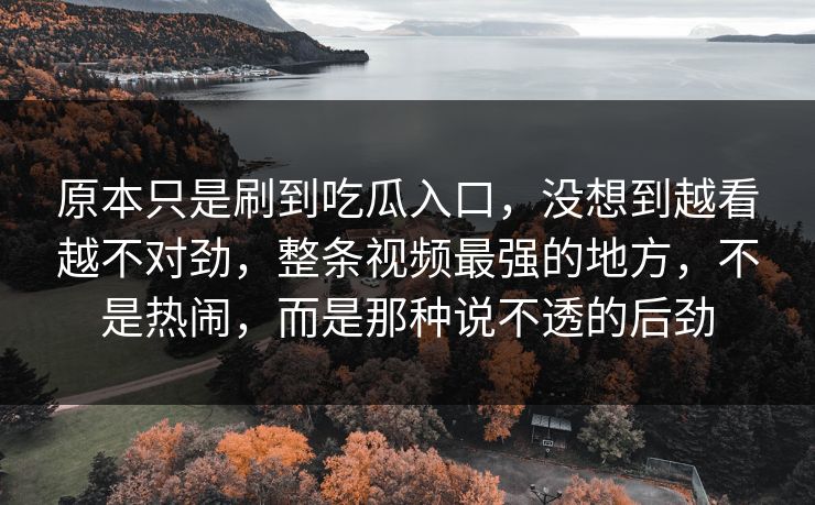原本只是刷到吃瓜入口，没想到越看越不对劲，整条视频最强的地方，不是热闹，而是那种说不透的后劲