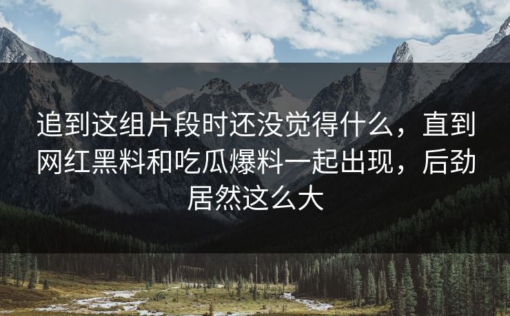 追到这组片段时还没觉得什么，直到网红黑料和吃瓜爆料一起出现，后劲居然这么大