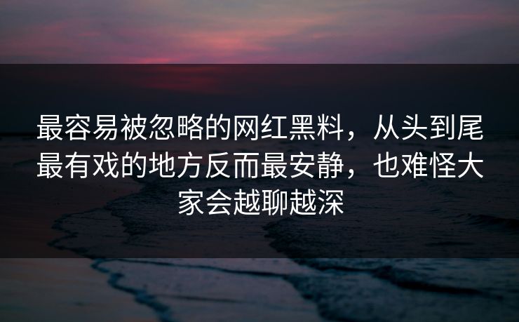 最容易被忽略的网红黑料，从头到尾最有戏的地方反而最安静，也难怪大家会越聊越深