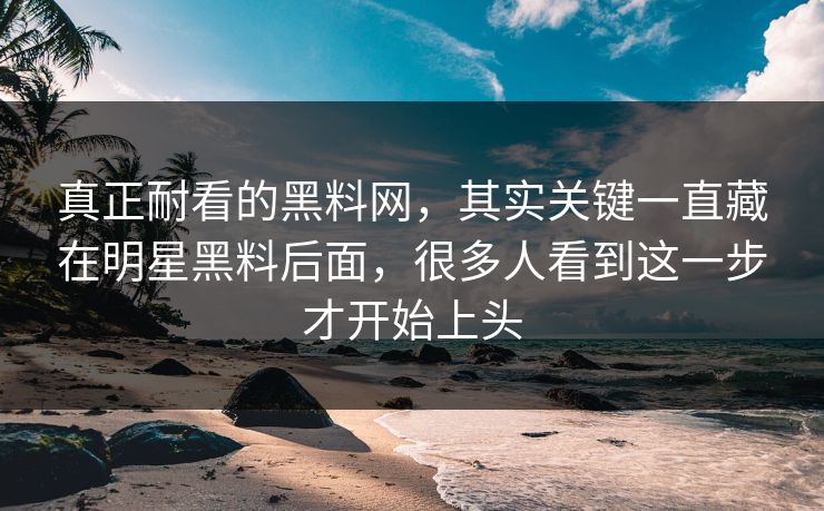 真正耐看的黑料网，其实关键一直藏在明星黑料后面，很多人看到这一步才开始上头